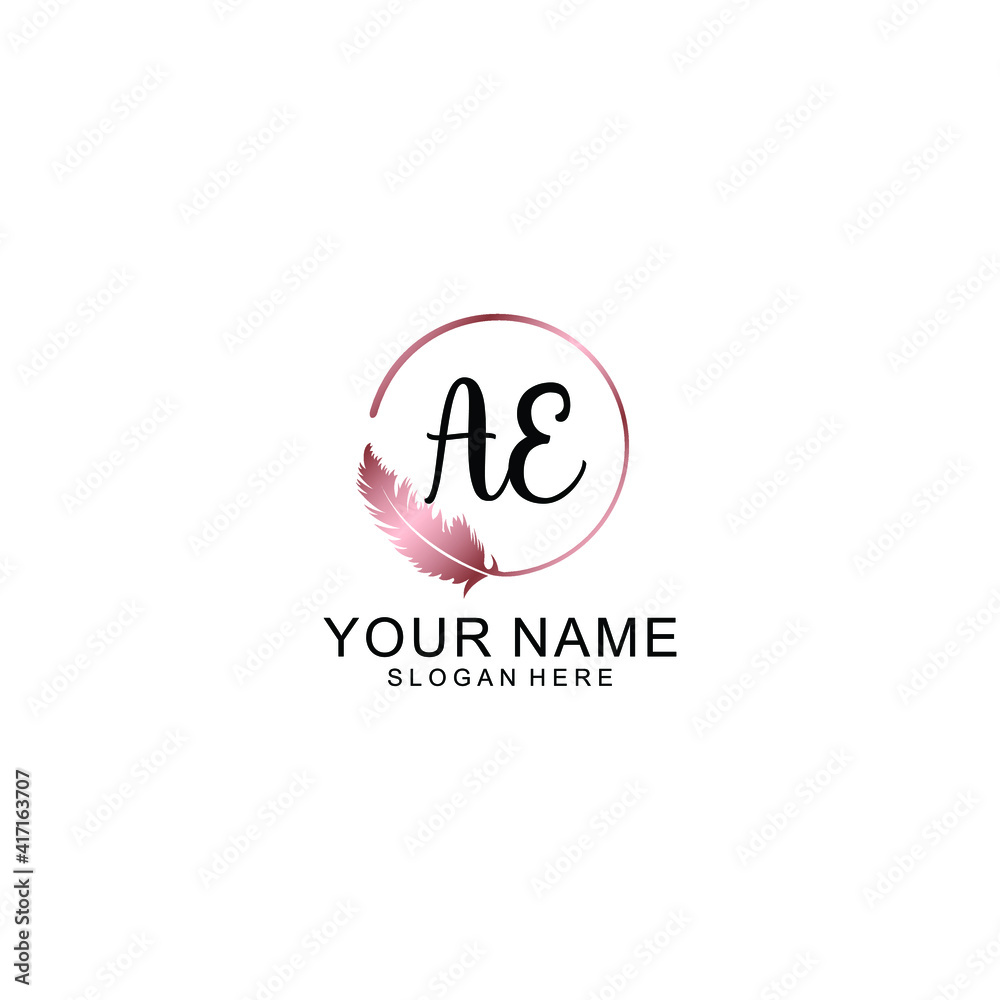 Letter AE Beautiful handwriting logo Letter AE Beautiful handwriting logo
