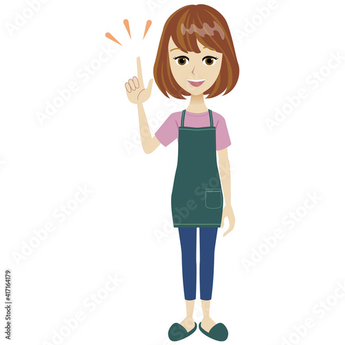 A illustration of woman wearing apron