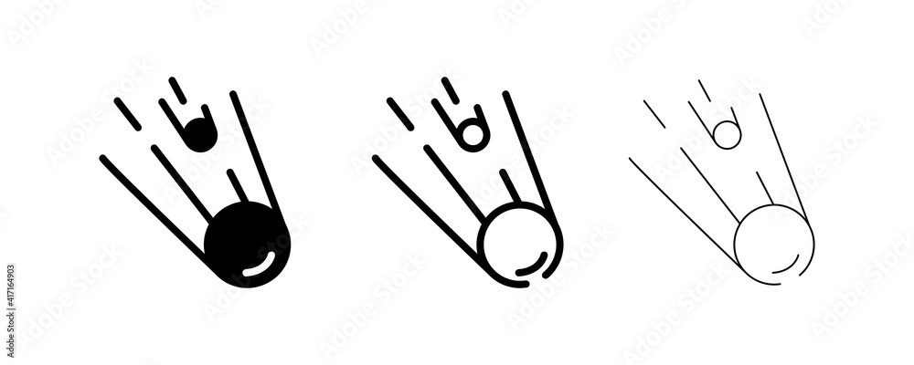 Falling meteor icon Vector. This meteor symbol is the icon symbol that burns as it enters the earth's atmosphere. Editable line. Space Icon, Space sign, symbol line vector. Falling meteor icon Vector. This meteor symbol is the icon symbol that burns as it enters the earth's atmosphere. Editable line. Space Icon, Space sign, symbol line vector.