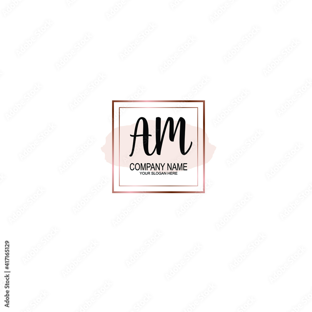 Letter AM Beautiful handwriting logo Letter AM Beautiful handwriting logo
