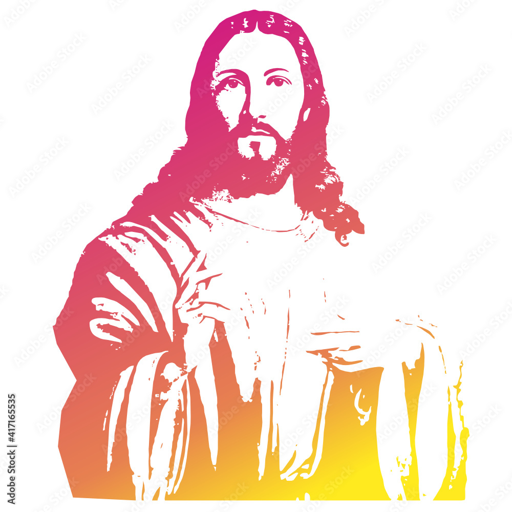 Jesus Zeichnung Schablone Stencil Hintergrundgrafik bunt Stock Vector