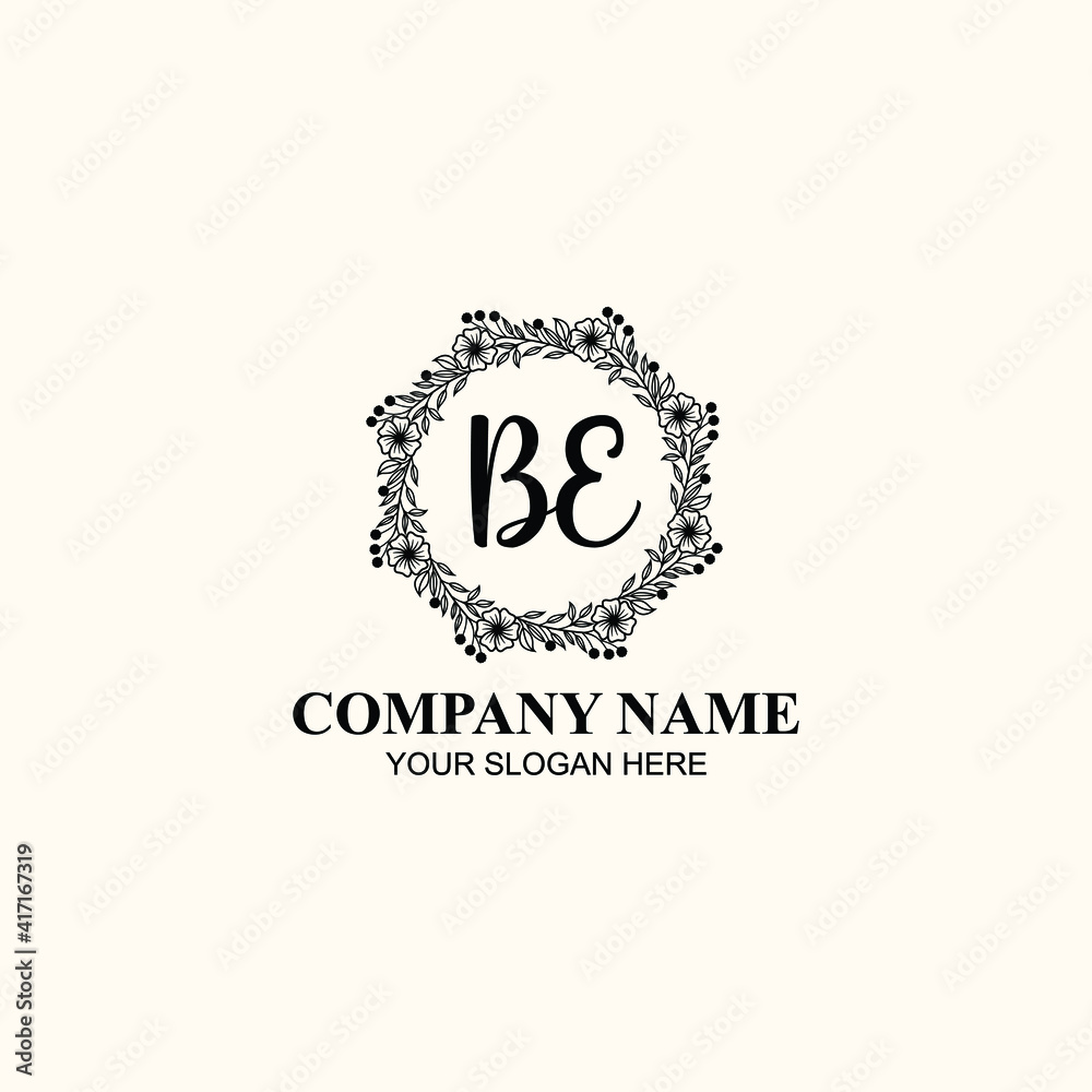 Letter BE Beautiful handwriting logo Letter BE Beautiful handwriting logo