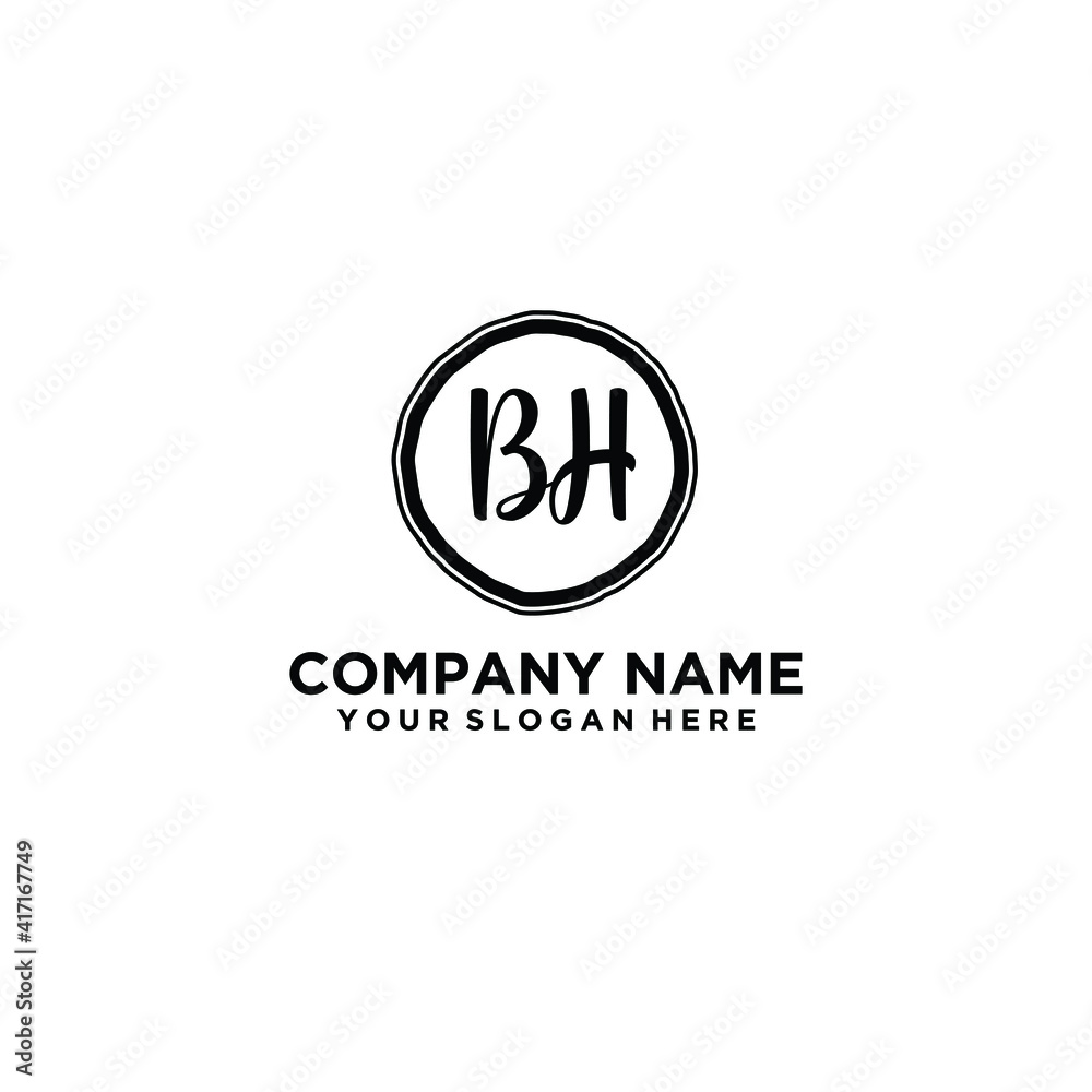 Letter BH Beautiful handwriting logo Letter BH Beautiful handwriting logo