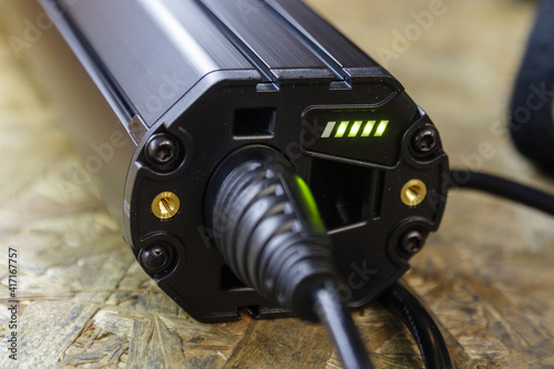 Electric bicycle battery charging process. 