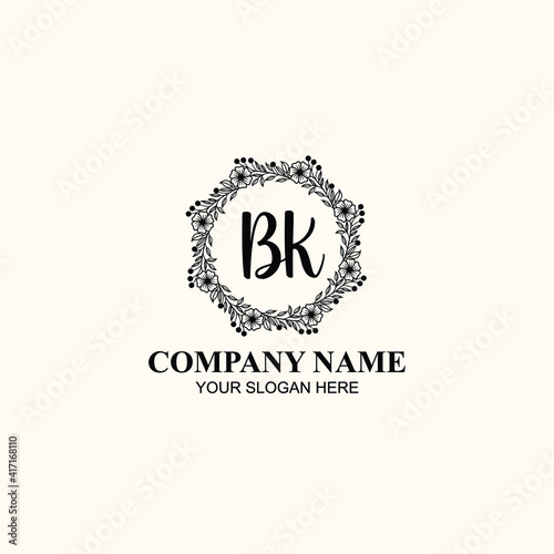 Fototapeta Naklejka Na Ścianę i Meble -  Letter BK Beautiful handwriting logo