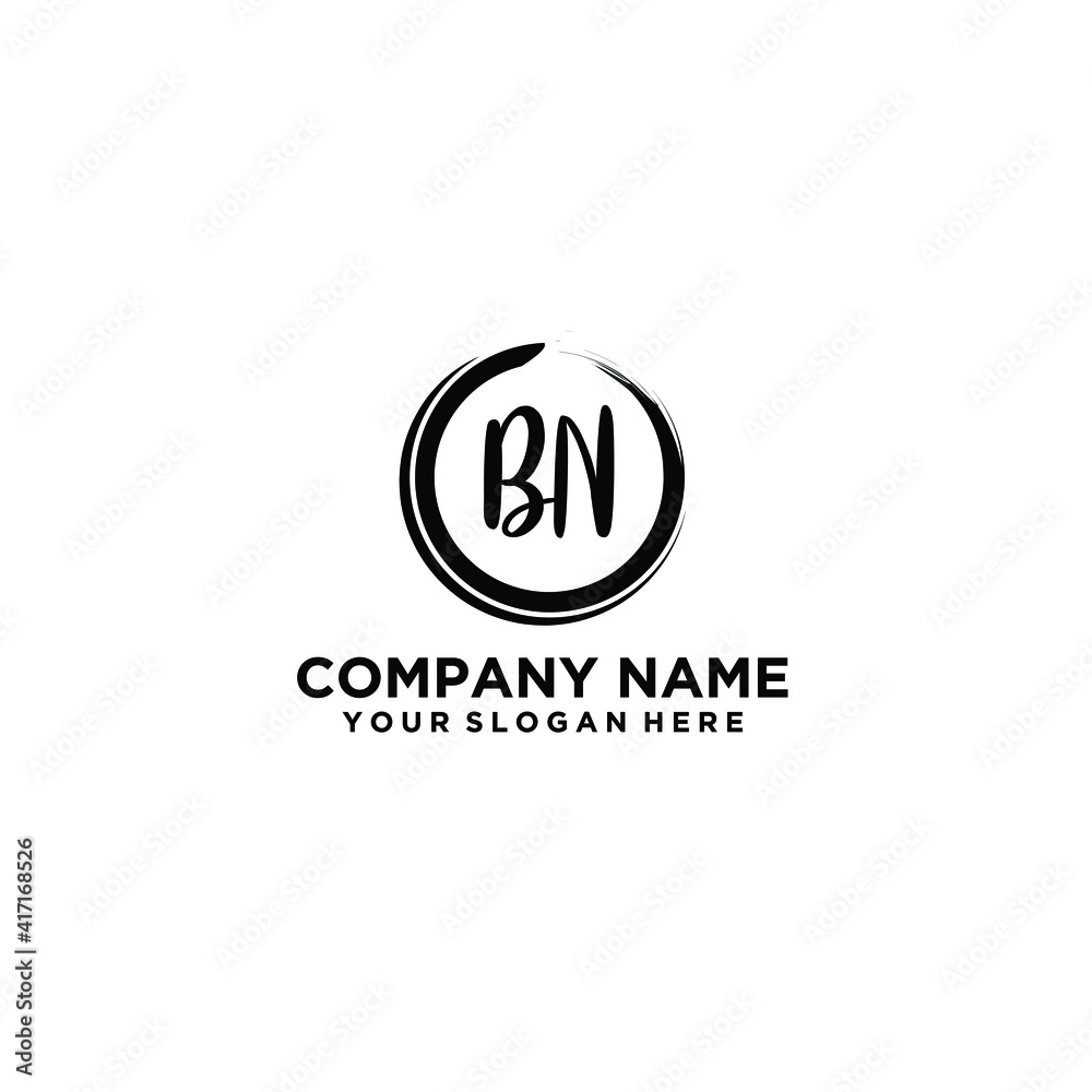Letter BN Beautiful handwriting logo Letter BN Beautiful handwriting logo