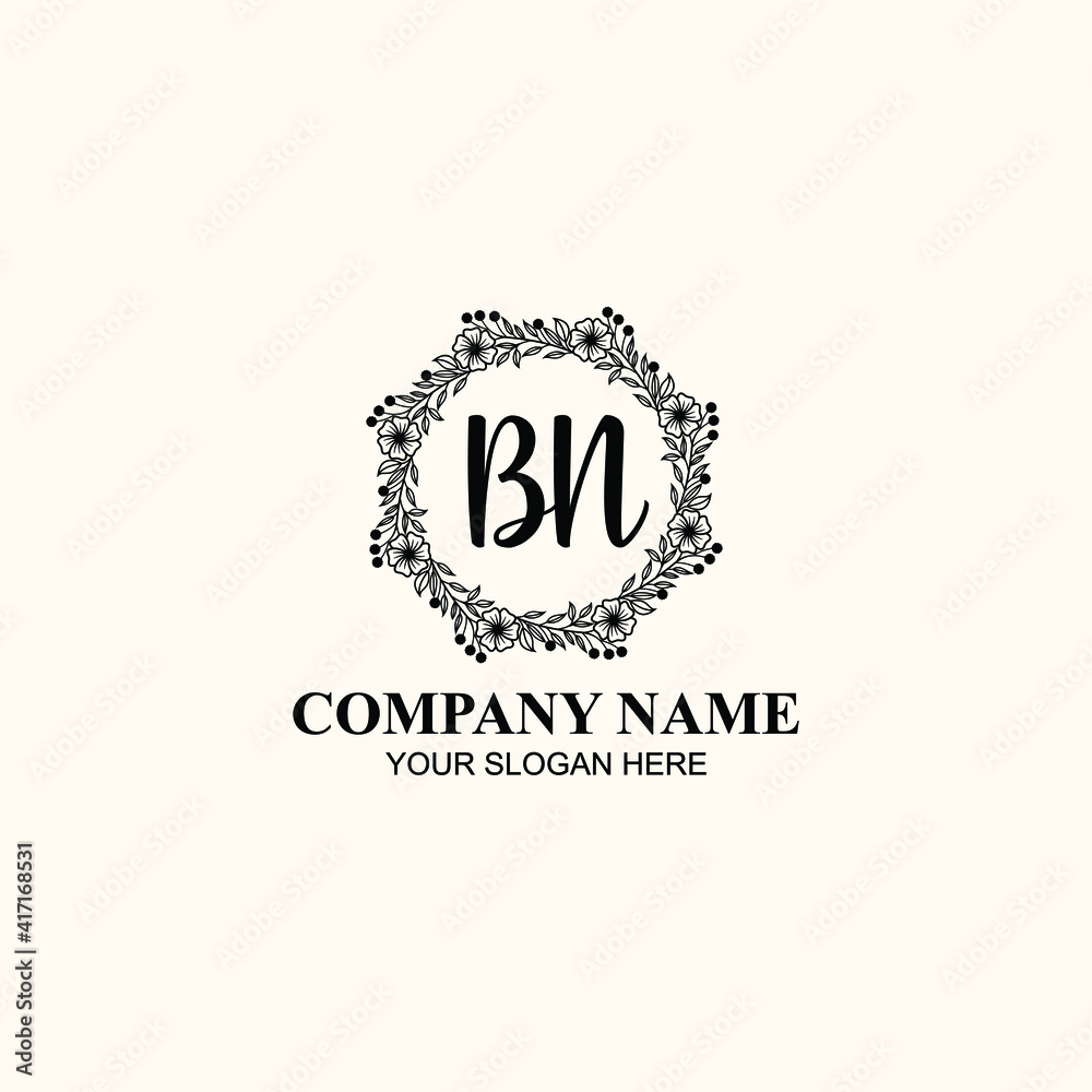 Letter BN Beautiful handwriting logo Letter BN Beautiful handwriting logo