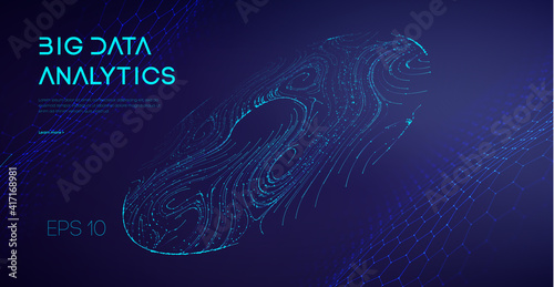 Abstract Big Data Flow Background. Software code agile industrial internet backdrop. Industry cyber complex big data sound visulization.