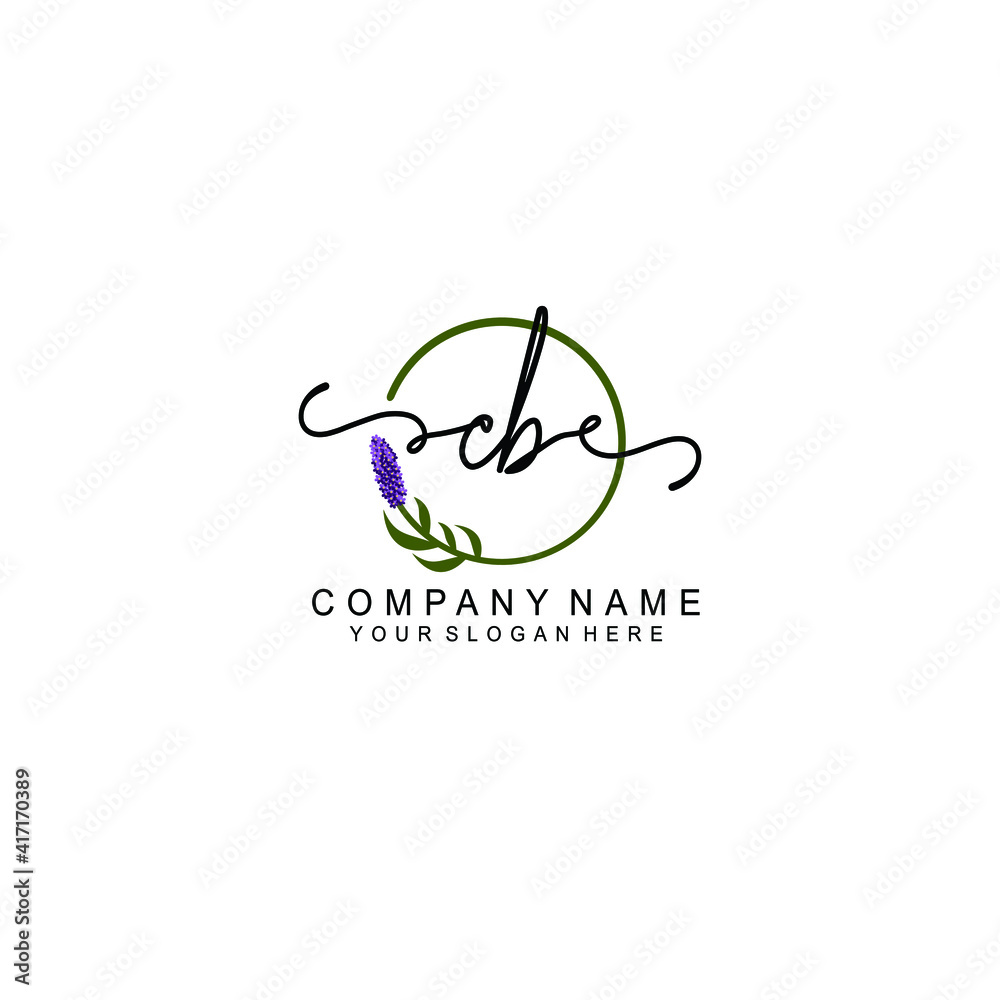 Letter CB Beautiful handwriting logo Letter CB Beautiful handwriting logo