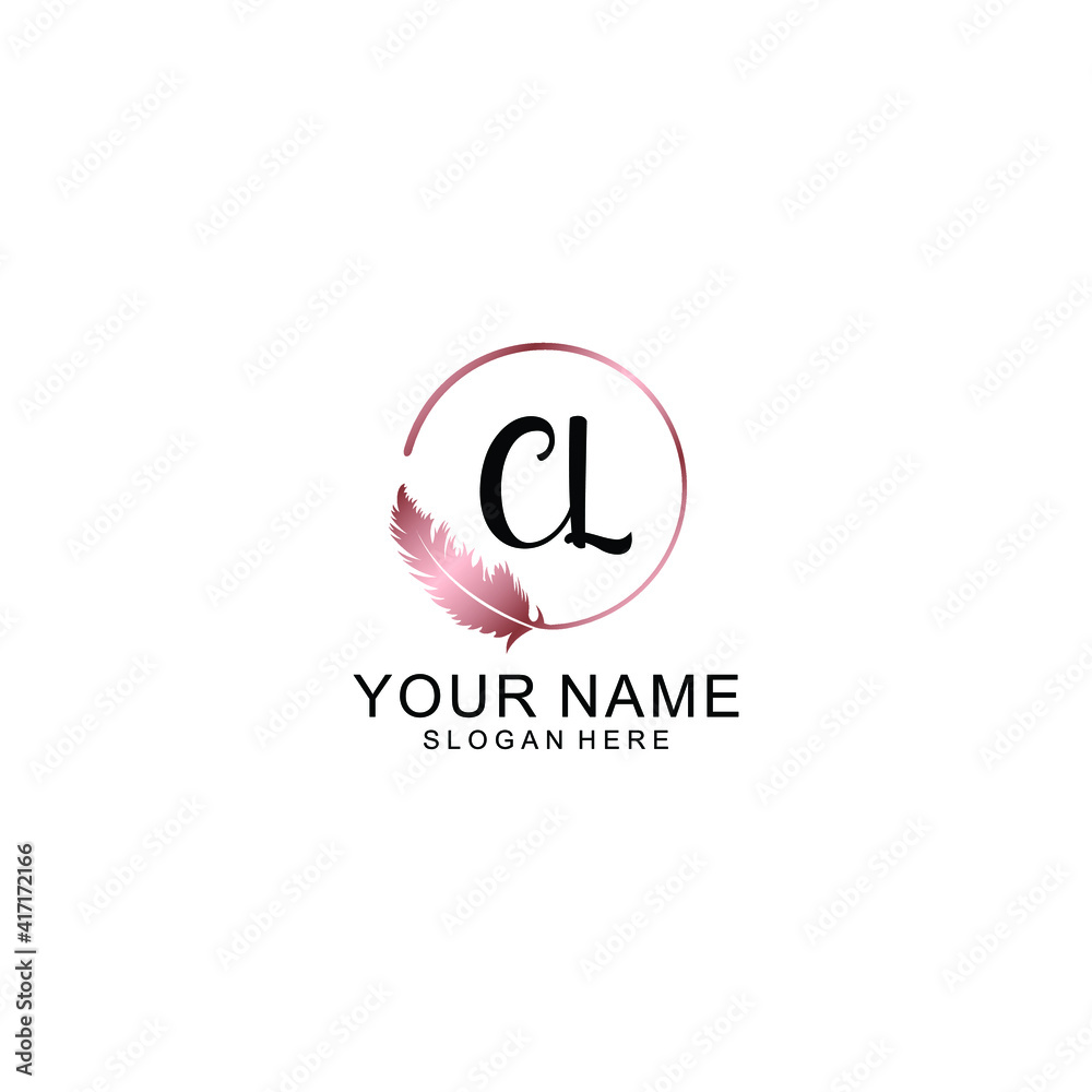 Letter CL Beautiful handwriting logo Letter CL Beautiful handwriting logo