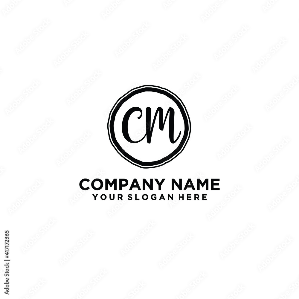 Letter CM Beautiful handwriting logo