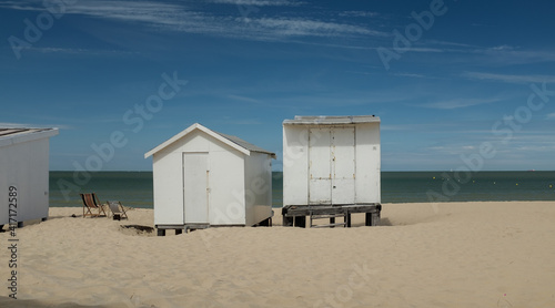 Beach cabins on the beach of Calais in France