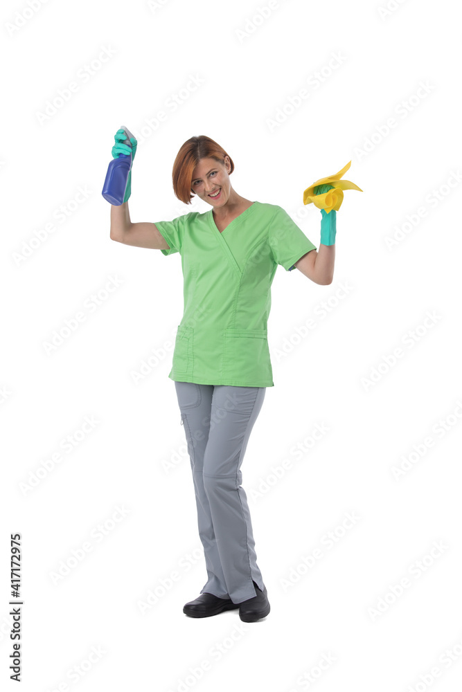 Cleaner woman isolated on white Cleaner woman isolated on white