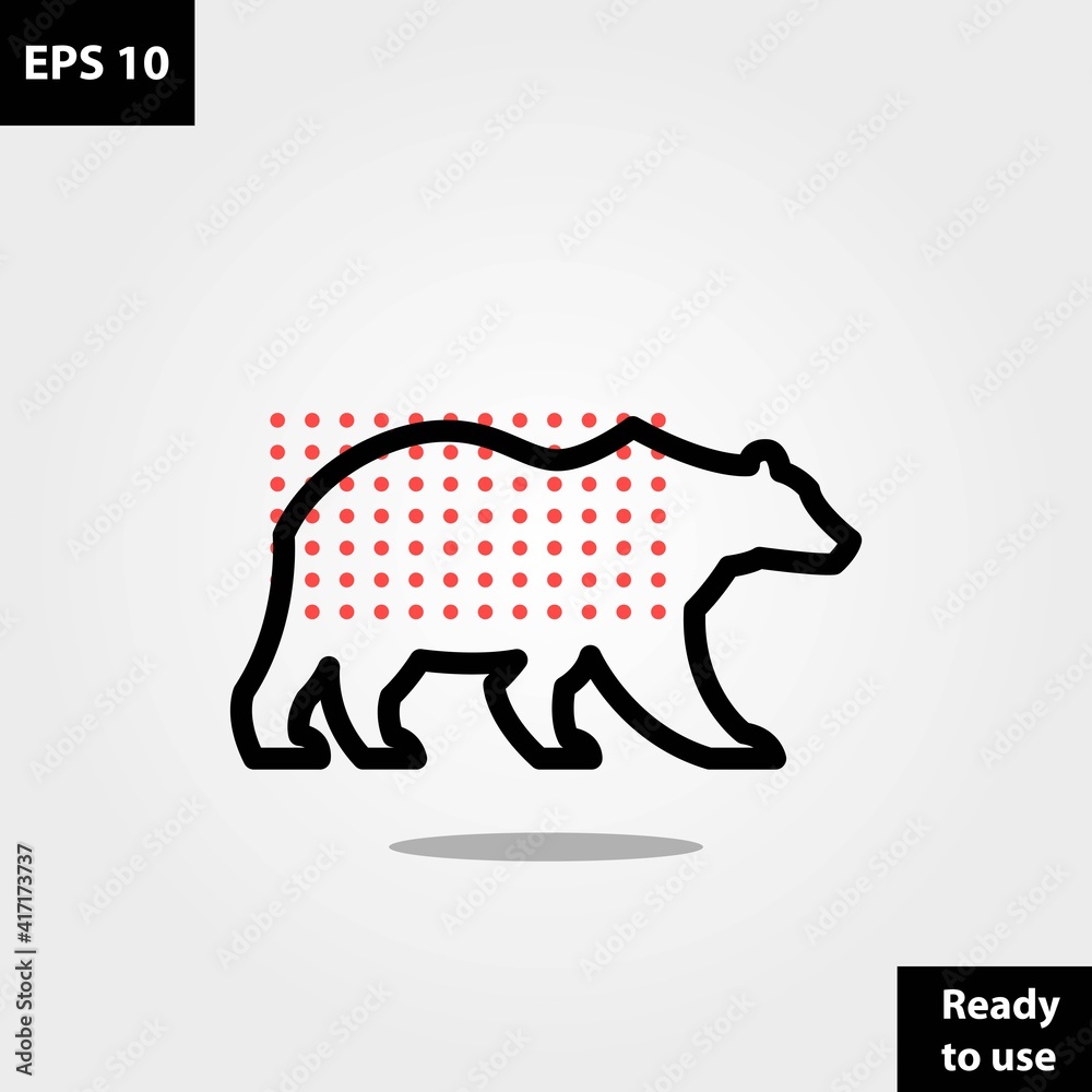 Bear walking line with red dot pattern logo company, logo vector template design. Ready to use, easy for edit. Bear walking line with red dot pattern logo company, logo vector template design. Ready to use, easy for edit.