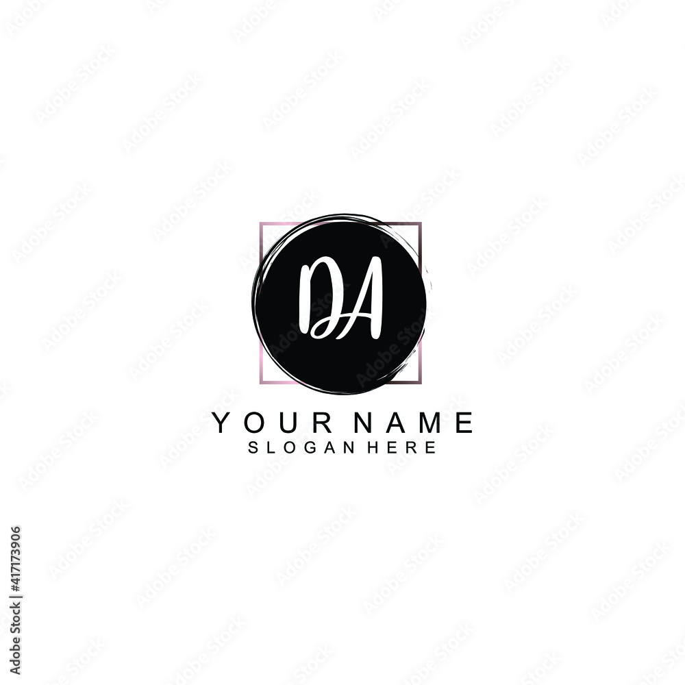 Letter DA Beautiful handwriting logo Letter DA Beautiful handwriting logo