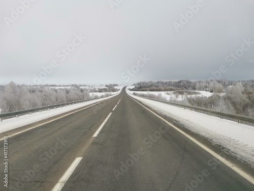 winter road in the snow