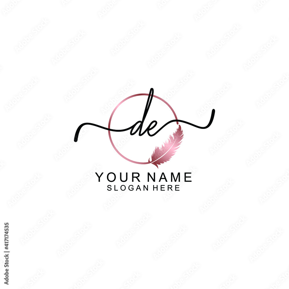 Letter DE Beautiful handwriting logo Letter DE Beautiful handwriting logo