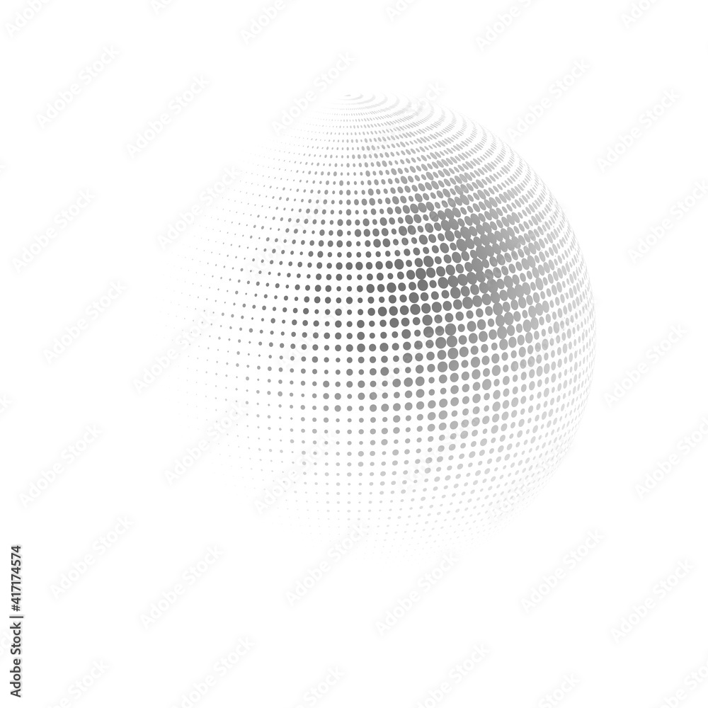 Halftone sphere dotted vector illustration. Circle halftone patterns dots logo. Globe vector illustration. Halftone sphere dotted vector illustration. Circle halftone patterns dots logo. Globe vector illustration.