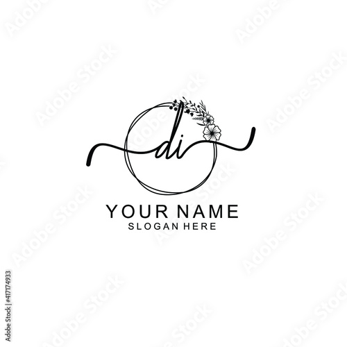 Letter DI Beautiful handwriting logo