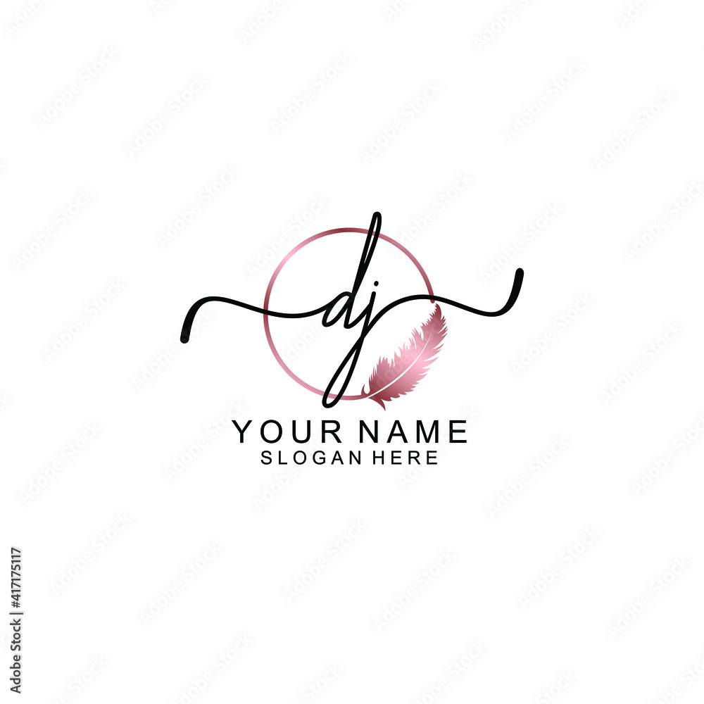 Letter DJ Beautiful handwriting logo Letter DJ Beautiful handwriting logo