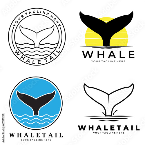 set whale tail logo vector illustration design