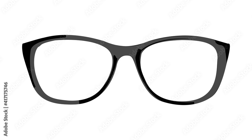Vector Isolated Illustration of a black Glasses frame on a white background Vector Isolated Illustration of a black Glasses frame on a white background