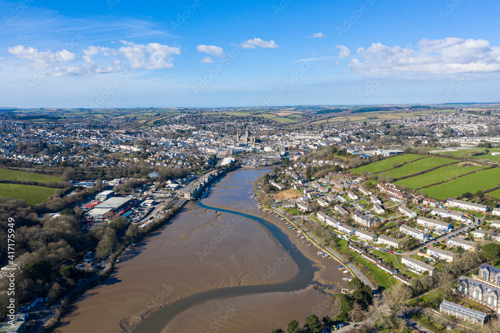 Aerial photograph of Truro, Cornwall, England taken from near Malpas Village
