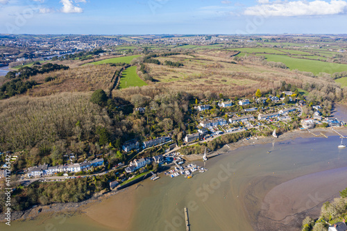 Aerial photograph taken near Malpas Village, Truro, Cornwall photo