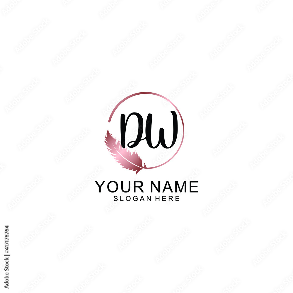 Letter DW Beautiful handwriting logo Letter DW Beautiful handwriting logo