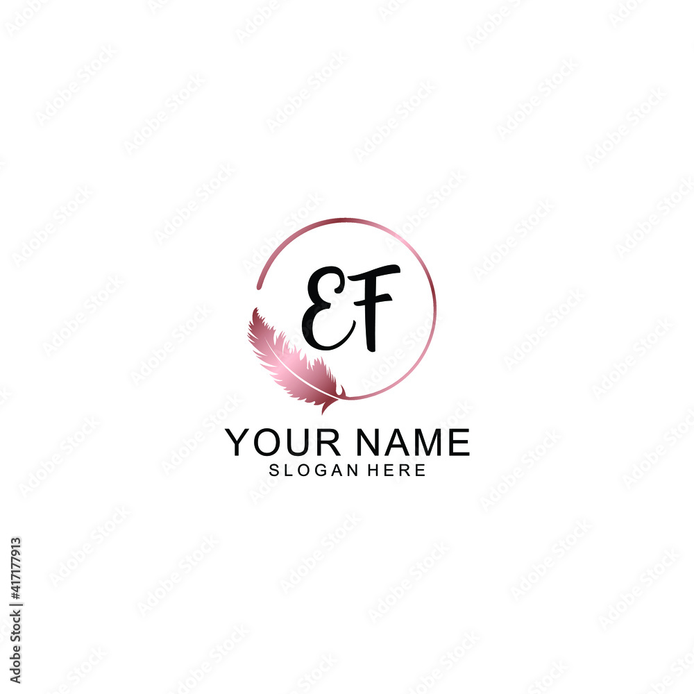 Letter EF Beautiful handwriting logo Letter EF Beautiful handwriting logo
