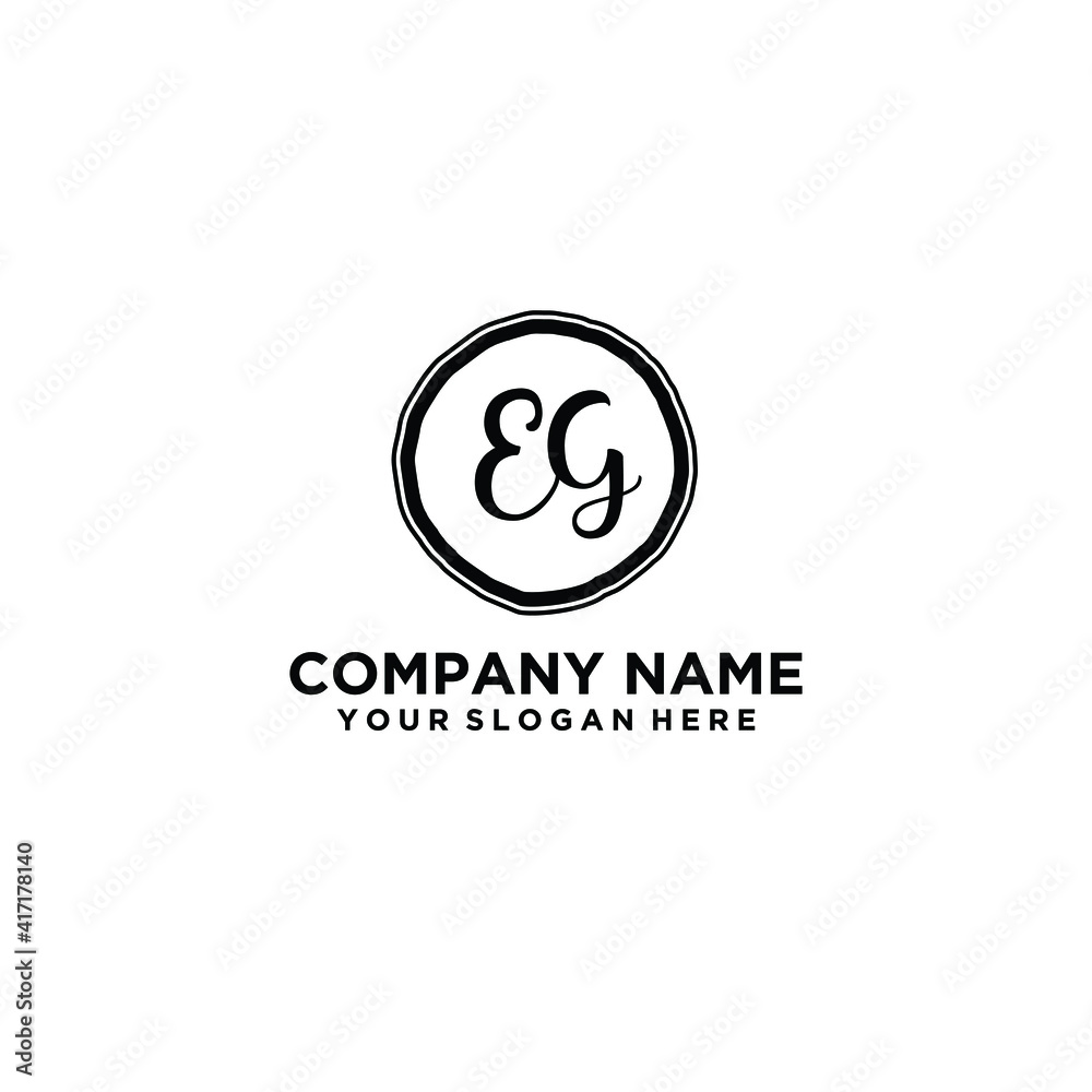 Letter EG Beautiful handwriting logo Letter EG Beautiful handwriting logo