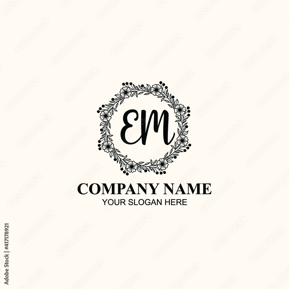 Letter EM Beautiful handwriting logo Letter EM Beautiful handwriting logo