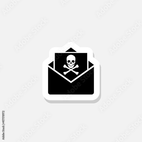 Black Email with malware sticker icon