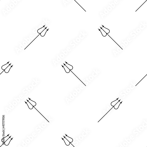 Seamless patterns. Devil's trident isolated on white background. Vector illustration.