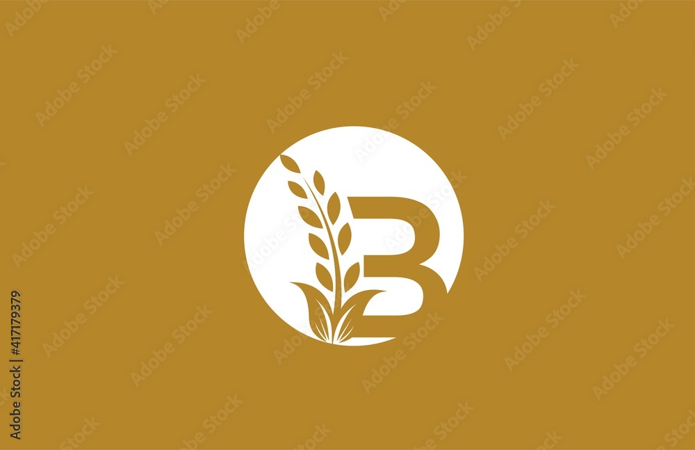 Emblem Letter B Linked Monogram Golden Laurel Logotype