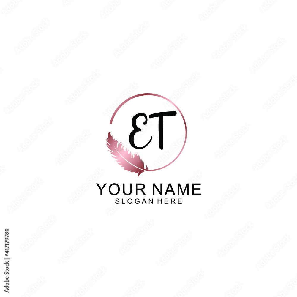Letter ET Beautiful handwriting logo Letter ET Beautiful handwriting logo