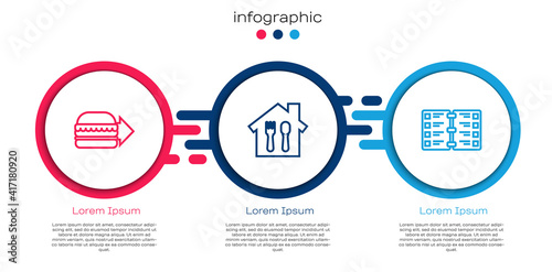 Set line Online ordering burger delivery, and and Restaurant cafe menu. Business infographic template. Vector.