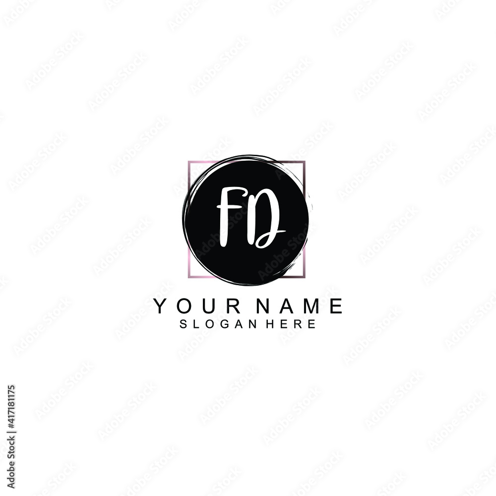 Letter FD Beautiful handwriting logo Letter FD Beautiful handwriting logo