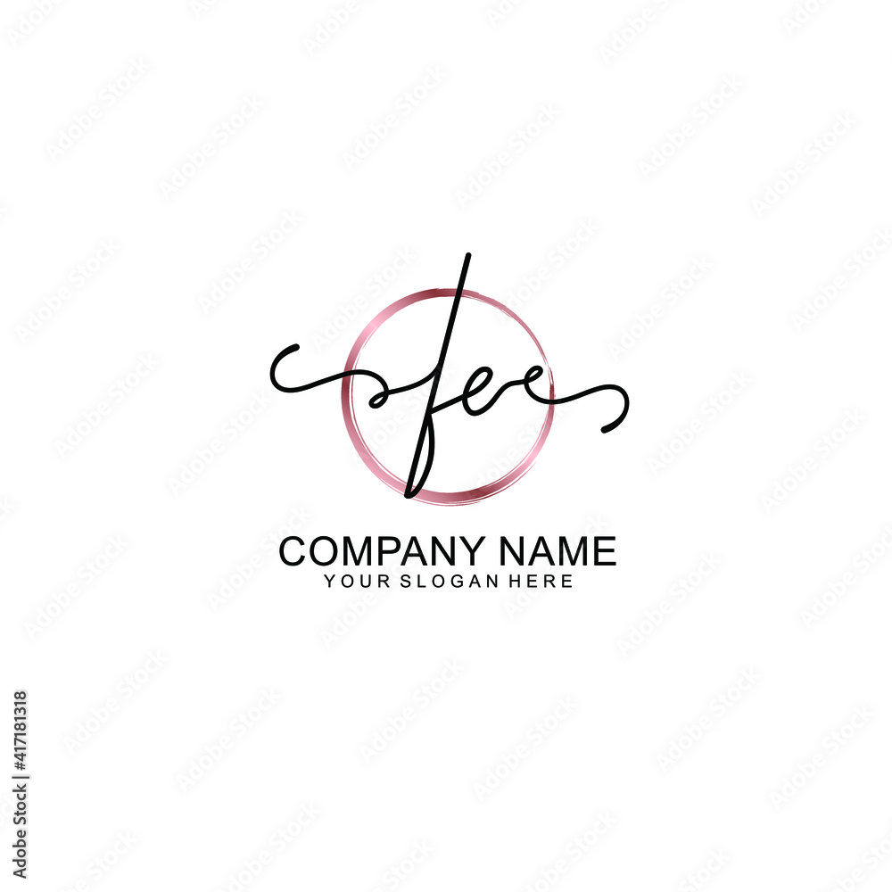 Letter FE Beautiful handwriting logo