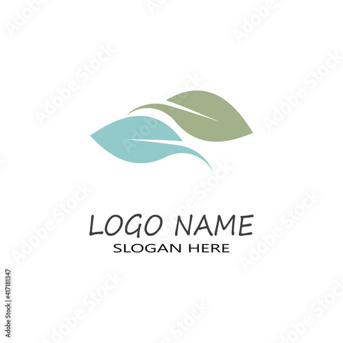 Mint leaves flat vector color icon template