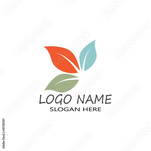 Mint leaves flat vector color icon template