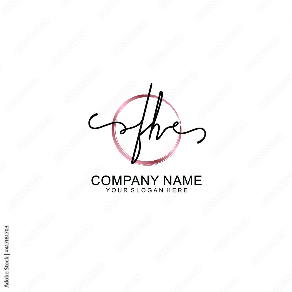 Letter FH Beautiful handwriting logo Letter FH Beautiful handwriting logo