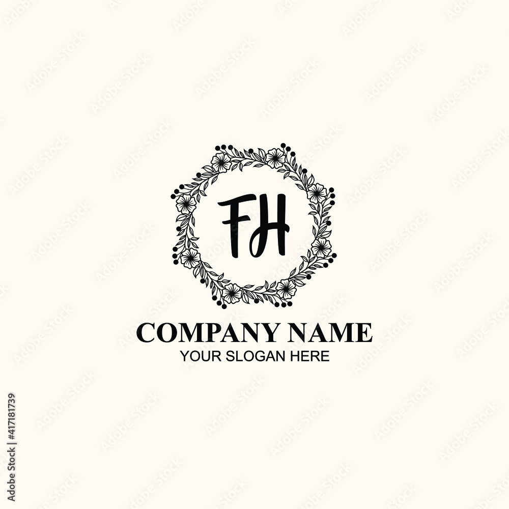 Letter FH Beautiful handwriting logo Letter FH Beautiful handwriting logo