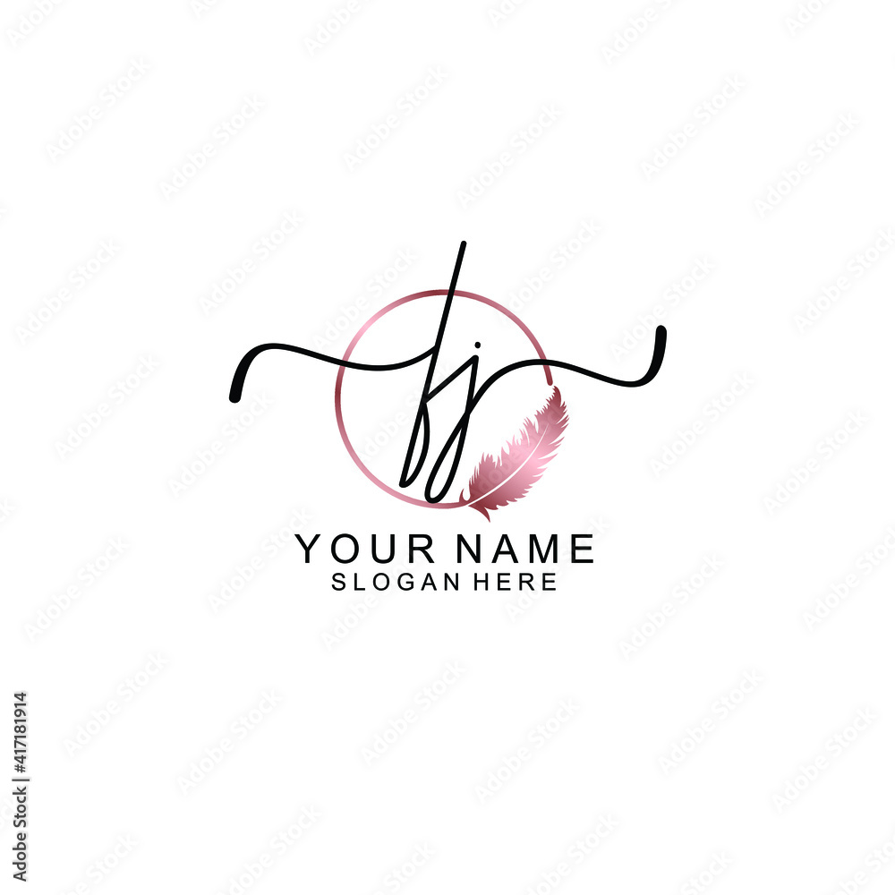 Letter FJ Beautiful handwriting logo Letter FJ Beautiful handwriting logo