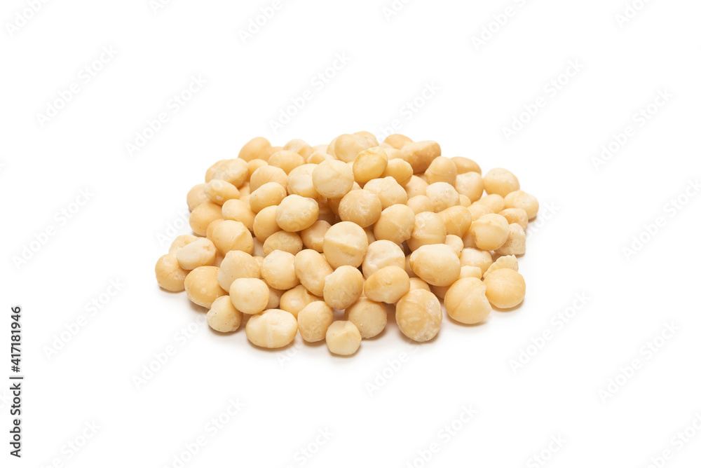 Macadamia nuts isolated on white background. Macadamia nuts isolated on white background.
