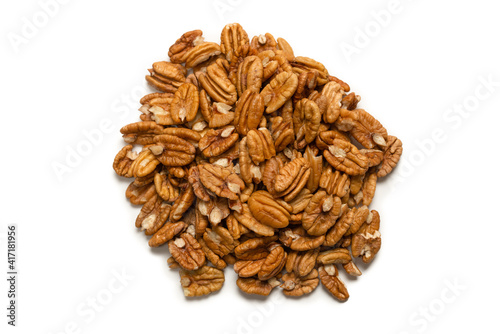 Pecan-nut isolated on white background.