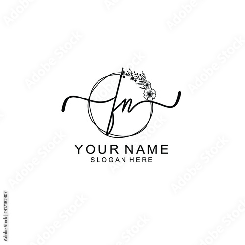 Letter FN Beautiful handwriting logo