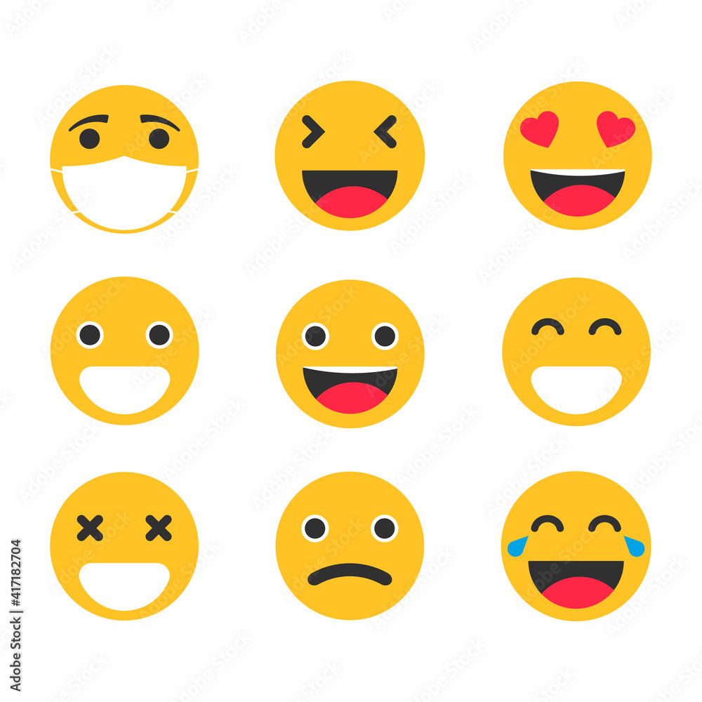 Vector emotional face icons isolated on white background. Vector emotional face icons isolated on white background.