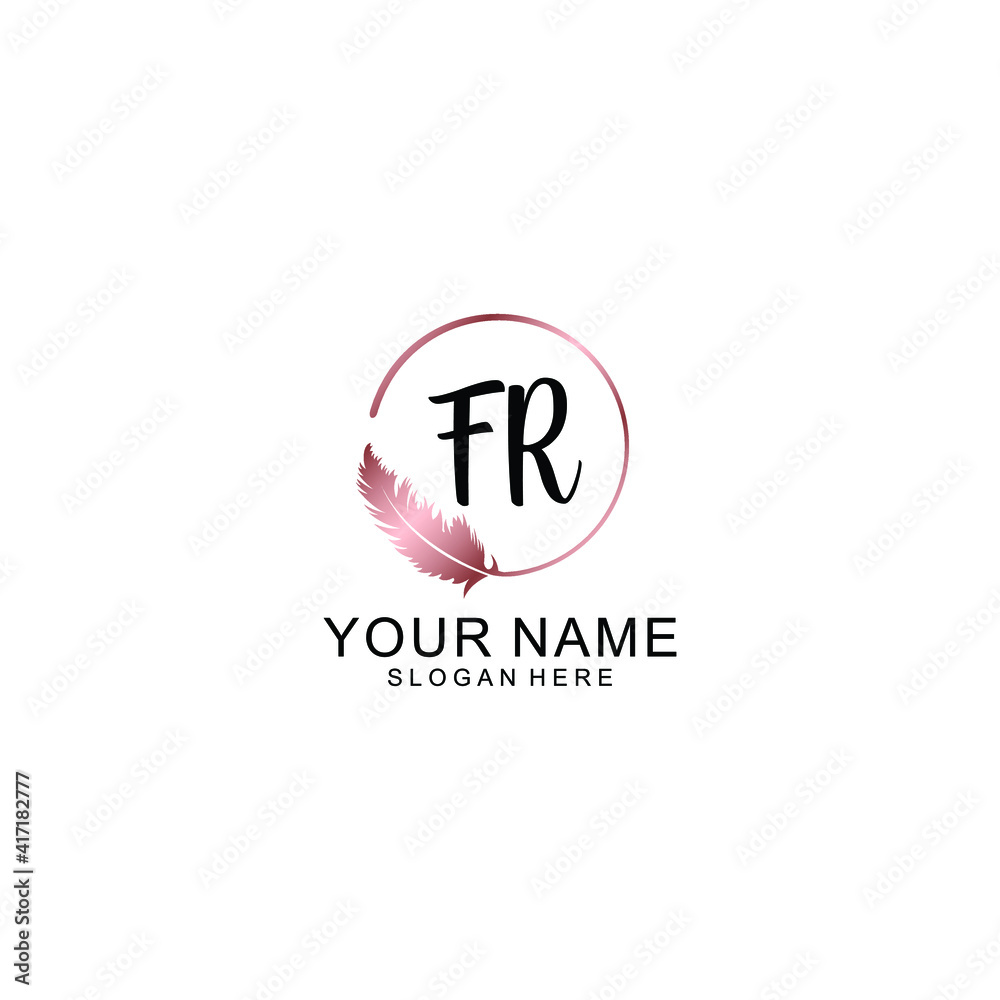 Letter FR Beautiful handwriting logo Letter FR Beautiful handwriting logo