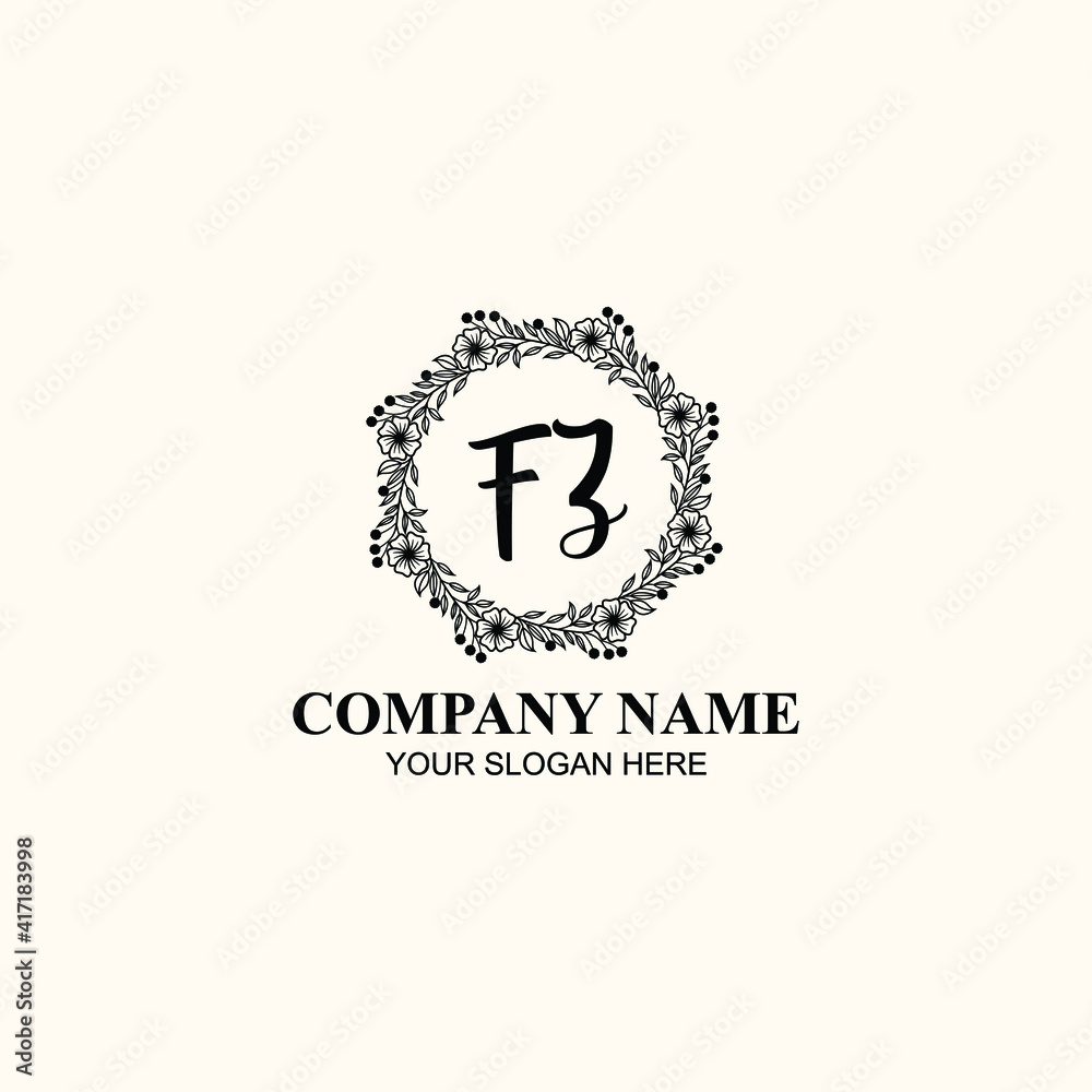 Letter FZ Beautiful handwriting logo Letter FZ Beautiful handwriting logo